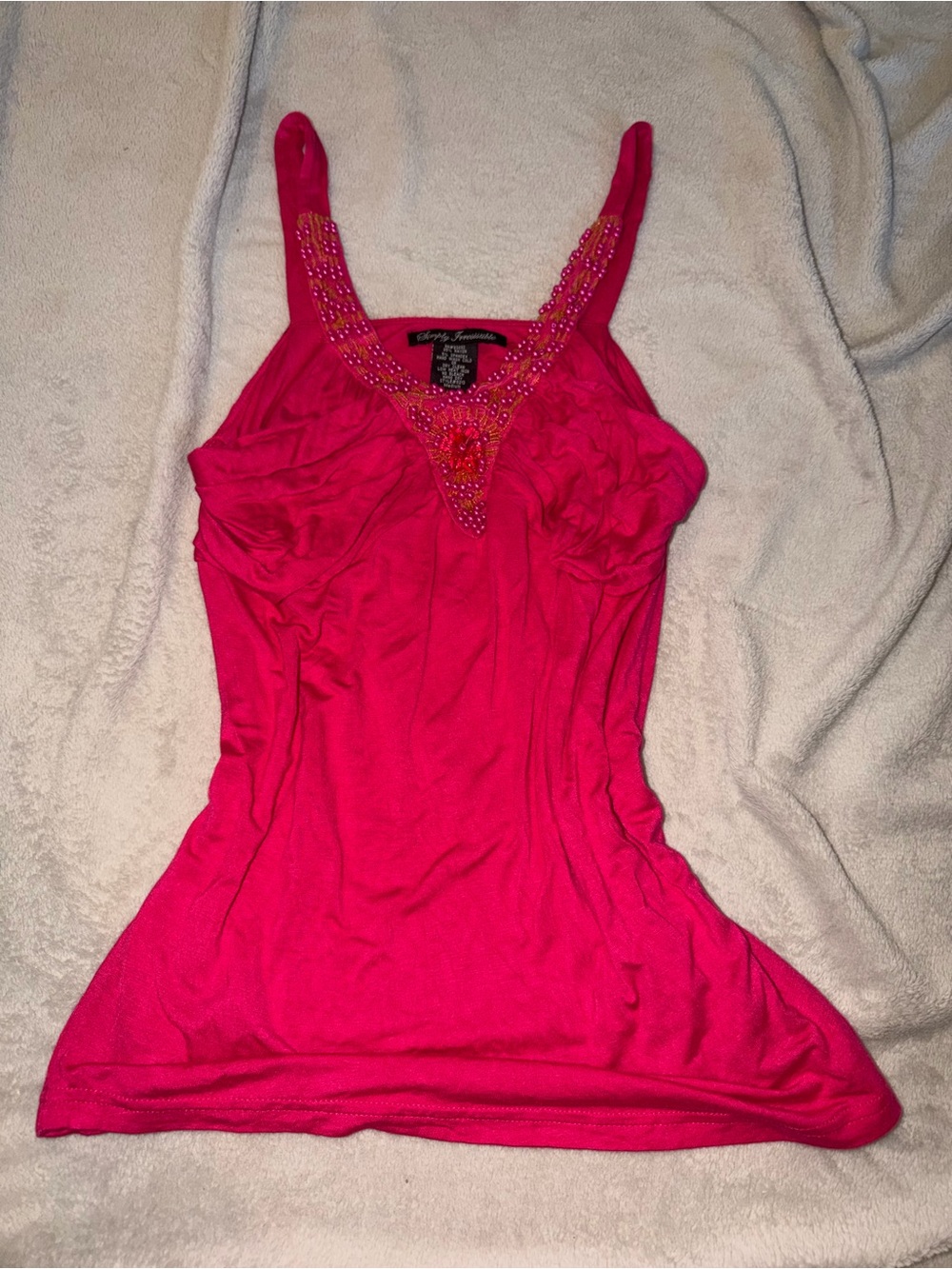 Simply Irresistible Hot Pink Beaded V-Neck Camisole